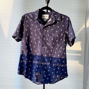Gender Free World (GFW) button up short sleeve dark blue unicorn pattern Charlie